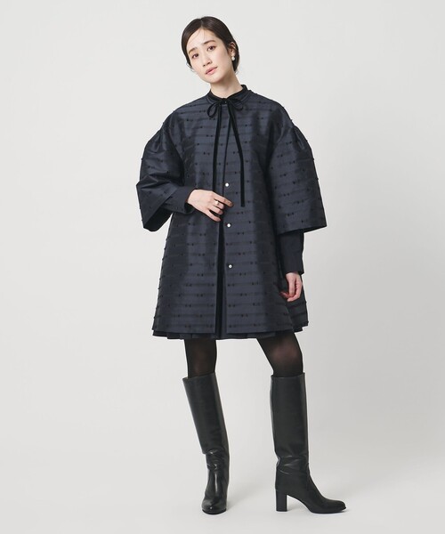 UNITED ARROWS ブラック リボン柄チェスターコート UNITED ARROWS（ユナイテッドアローズ） コート アウター リボン