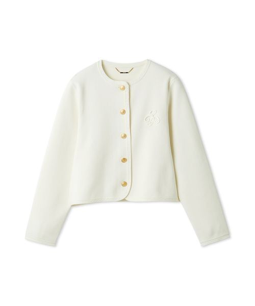 美品♡セルフォード　総針クルーネックカーディガン　ジャケット　セレモニー　白系♡ CELFORD（セルフォード） ジャケット ノーカラージャケット トリム総針