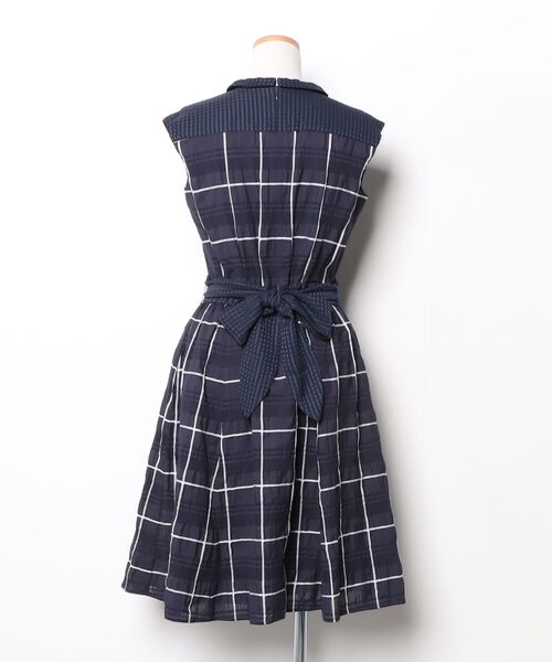 「TOCCA」 チェック柄シャツワンピース 4 ネイビー レディース_画像2