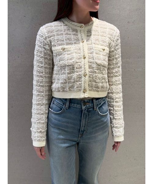 今期美品リリーブラウン　ツイードニットカーディガン LILY BROWN（リリーブラウン） カーディガン ツイードニット