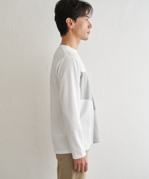 ikka（イッカ） tシャツ ブロックスポンチ切り替えロンT メンズ
