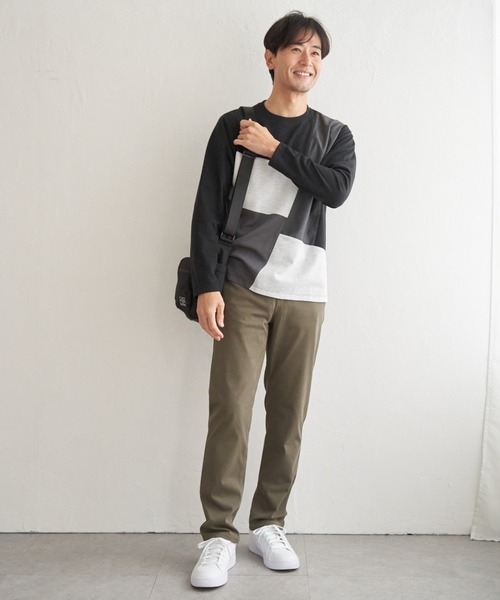ikka（イッカ） tシャツ ブロックスポンチ切り替えロンT メンズ