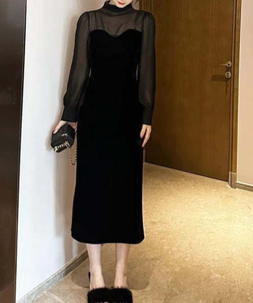 「FREE STYLISTS」 「ZIYI」長袖ワンピース M ブラック レディース_画像2