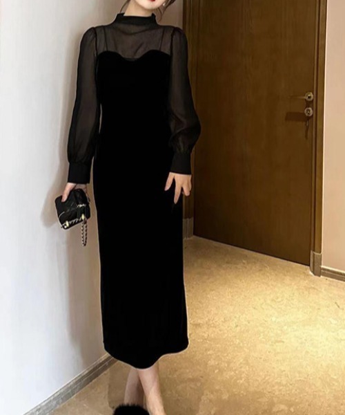 「FREE STYLISTS」 「ZIYI」長袖ワンピース M ブラック レディース_画像5