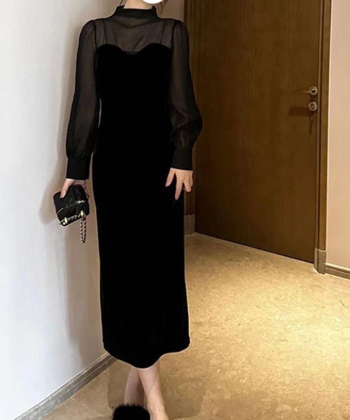 「FREE STYLISTS」 「ZIYI」長袖ワンピース M ブラック レディース_画像9