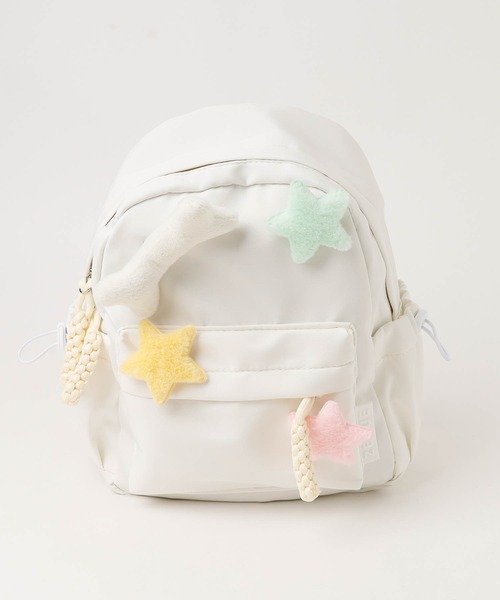 若草幼児舎　麦わら帽子とリュック URBAN CHERRY（アーバンチェリー） リュック もこもこワッペンカラー