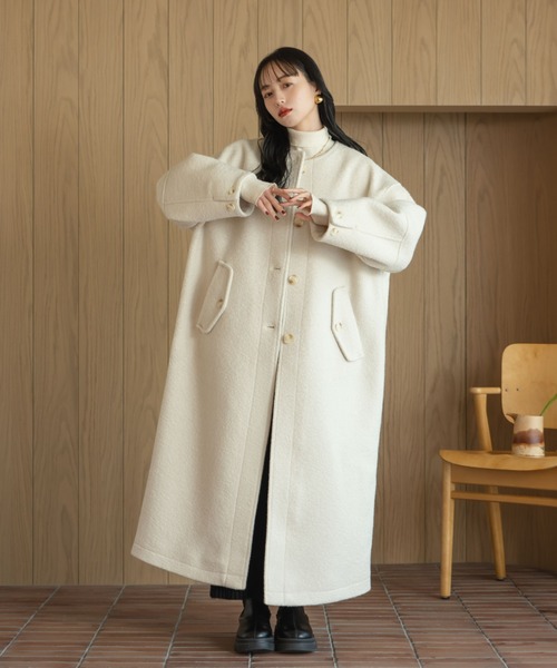 hinari（ヒナリ） ノーカラーコート SMALL ブラック レディース 