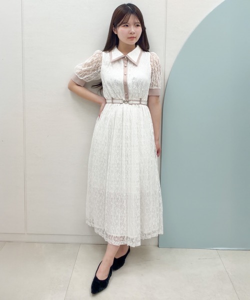 REDYAZEL（レディアゼル） ワンピース レースバイカラープリーツロング