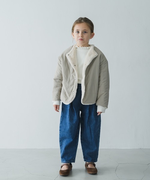 「riziere」 「KIDS」ノーカラージャケット 130 ブルーグレー キッズ_画像2