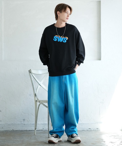 「SIDEWAY STANCE」 スウェットカットソー LARGE ブラック メンズ_画像7