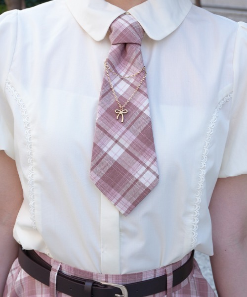 axes femme POETIQUE ブラウス シャツ チェーンネクタイ付きBL