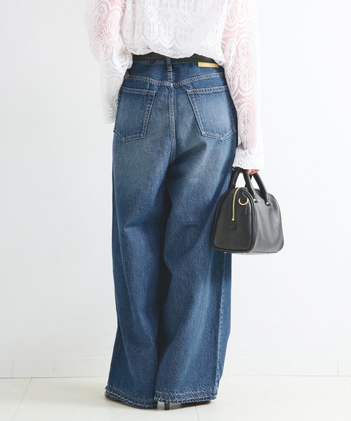 ワイドパンツ ジーンズ デニム デニムパンツ 「追加」ウォッシャブル / DU JOUR / デュ ジュール PEG TUCK JEAN レディースの画像
