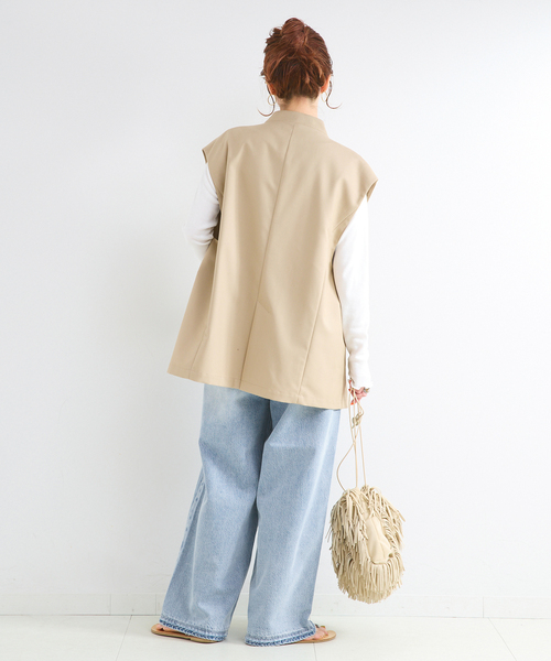 ワイドパンツ ジーンズ デニム デニムパンツ 「追加」ウォッシャブル / DU JOUR / デュ ジュール PEG TUCK JEAN レディースの画像