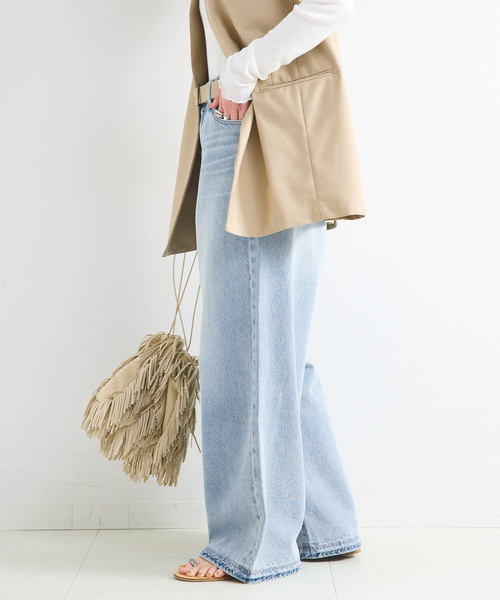 ワイドパンツ ジーンズ デニム デニムパンツ 「追加」ウォッシャブル / DU JOUR / デュ ジュール PEG TUCK JEAN レディースの画像