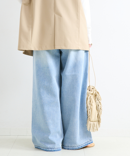 ワイドパンツ ジーンズ デニム デニムパンツ 「追加」ウォッシャブル / DU JOUR / デュ ジュール PEG TUCK JEAN レディースの画像