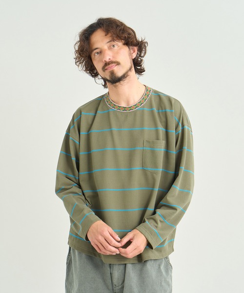 NANGA（ナンガ） tシャツ RINGER COLLAR PANEL L/S TEE/リンガーカラー