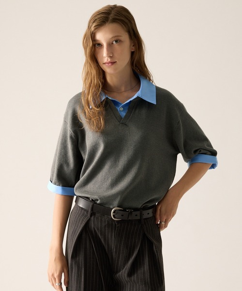 CLEL（クレイル） ポロシャツ 半袖 「CLEL」Giza Cotton Docking Polo