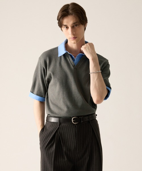 CLEL（クレイル） ポロシャツ 半袖 「CLEL」Giza Cotton Docking Polo
