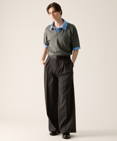 CLEL（クレイル） ポロシャツ 半袖 「CLEL」Giza Cotton Docking Polo