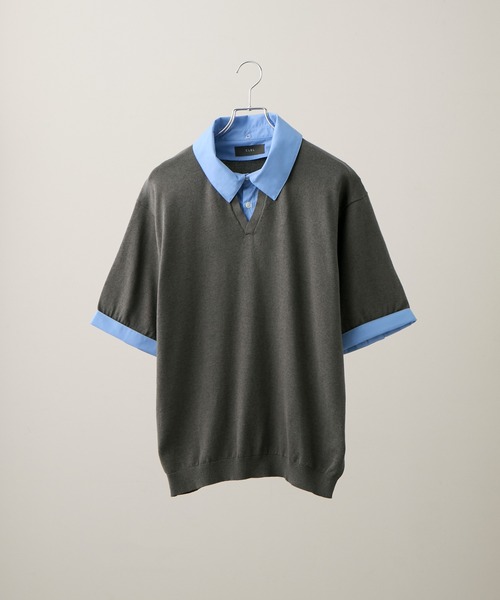 CLELギザコットン ドッキングポロシャツ CLEL（クレイル） ポロシャツ 半袖 「CLEL」Giza Cotton Docking Polo