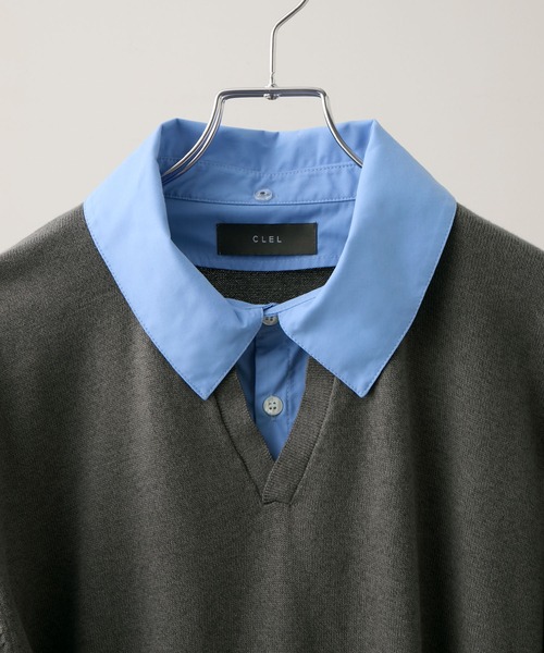 CLEL（クレイル） ポロシャツ 半袖 「CLEL」Giza Cotton Docking Polo