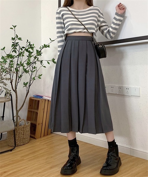 「FREE STYLISTS」 プリーツスカート S チャコールグレー レディース_画像8