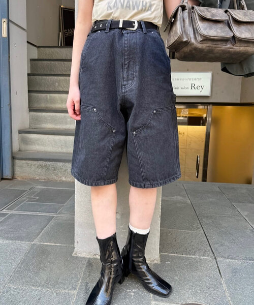 「WHIMSIC」 ハーフパンツ 1 チャコールグレー レディース_画像2