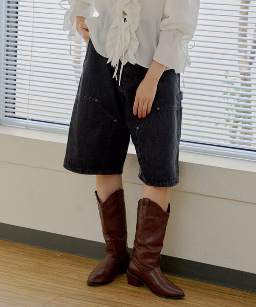 「WHIMSIC」 ハーフパンツ 1 チャコールグレー レディース_画像3