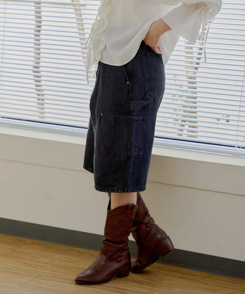 「WHIMSIC」 ハーフパンツ 1 チャコールグレー レディース_画像4