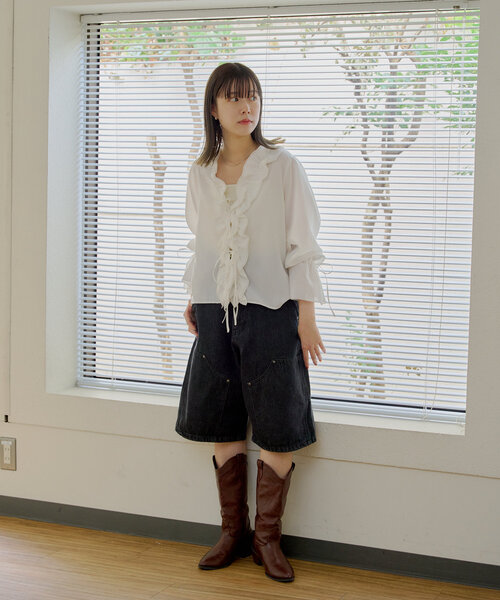 「WHIMSIC」 ハーフパンツ 1 チャコールグレー レディース_画像7