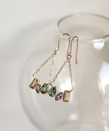 未使用　マルチカラー トリコロール フック ピアス | K10YG cui-cui（キュイキュイ） ピアス マルチカラー トリコロール フック