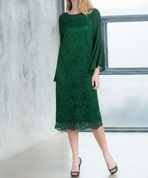 ドレス シフォンフレアスリーブiラインレース結婚式ワンピースドレス Zozotown Yahoo 店 通販 Yahoo ショッピング