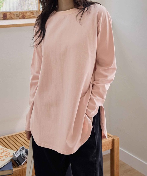 ラウンドヘムT 新品 Women's 長袖 ラウンドヘム Tシャツ チャコールグレー