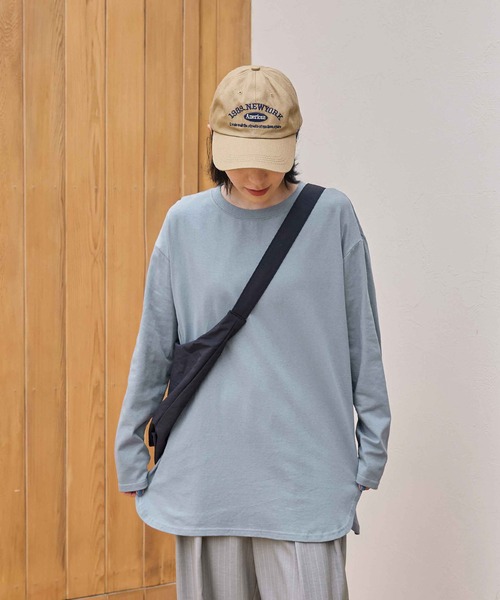 tシャツ 綿100％ラウンドヘムオーバーTシャツ レディース
