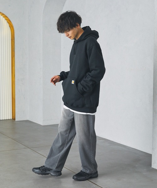 Carhartt 黒 ルーズフィット ジップアップパーカー Carhartt（カーハート） パーカー ジップアップ メンズ ルーズ