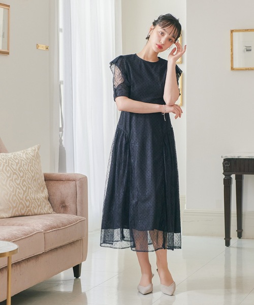 niana（ニアナ） ドレス フロッキードットレースパーティードレス