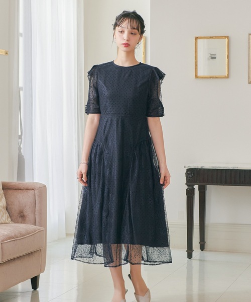 niana ドレス フロッキードットレースパーティードレス : ZOZOTOWN