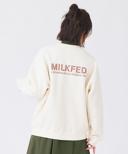 スウェット ミルクフェド MILKFED STENCIL SWEAT TOP レディース メンズ トレーナー ブラック 黒 白 緑 グリーン ピンク MILKFED. トレーナー スウェット STENCIL SWEAT TOP レディース