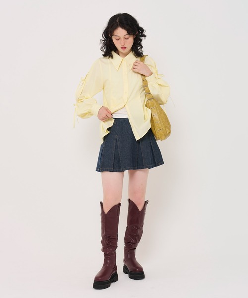 TINA：JOJUN ブラウス シャツ タックリボン袖 レディース
