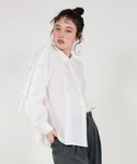 ブラウス シャツ タックリボン袖 ブラウス T...の詳細画像2