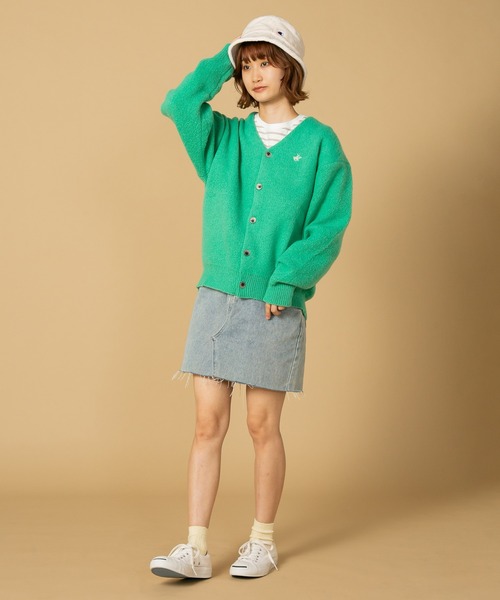 カーディガン 「BEVERLY HILLS POLO CLUB/ビバリーヒルズポロクラブ 」モヘアタッチ　無地　ニット　カーディガン　ワンポイントロゴ BEVERLY HILLS POLO CLUB カーディガン 「BEVERLY CLUB