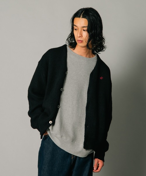 ポロバイラルフローレン ラムウール カーディガン ブラック 黒無地 ニット BEVERLY HILLS POLO CLUB（ビバリーヒルズポロクラブ） カーディガン