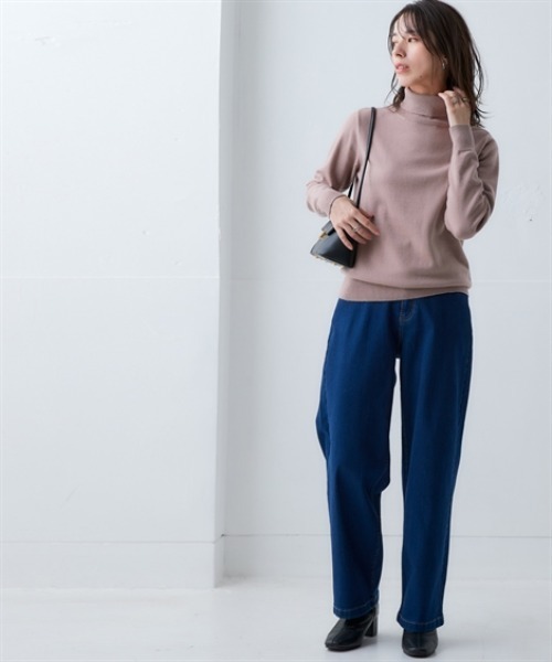 ニッセン（nissen） ニット セーター 洗えるタートルネックニット(毛玉