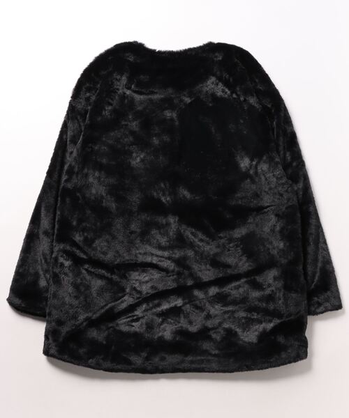 ◇フェイクファーノーカラーハーフコート（ノーカラーコート