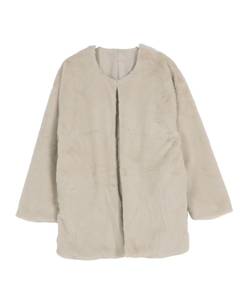 KOBE LETTUCE（神戸レタス） ノーカラーコート コート フェイクファー