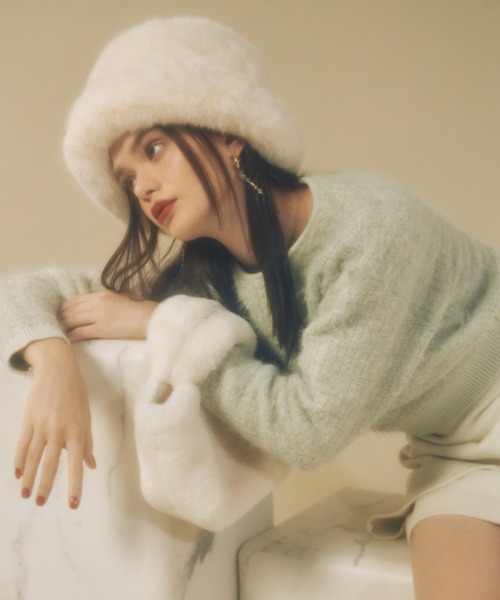 ニット セーター フェザーミックスクルーニット レディース eimy istoire ニット セーター フェザーミックスクルーニット