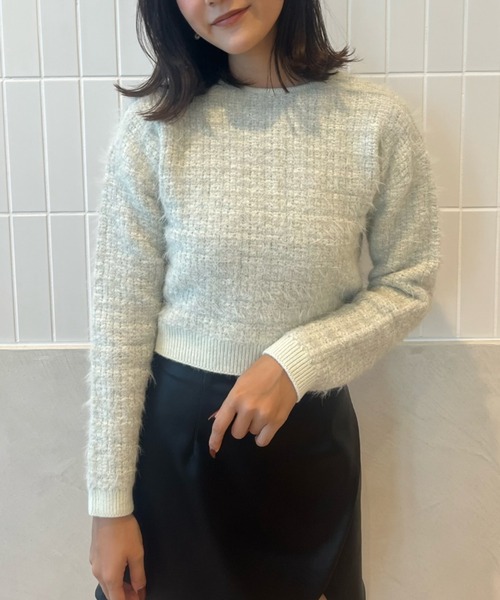 ニット セーター フェザーミックスクルーニット レディース eimy istoire ニット セーター フェザーミックスクルーニット