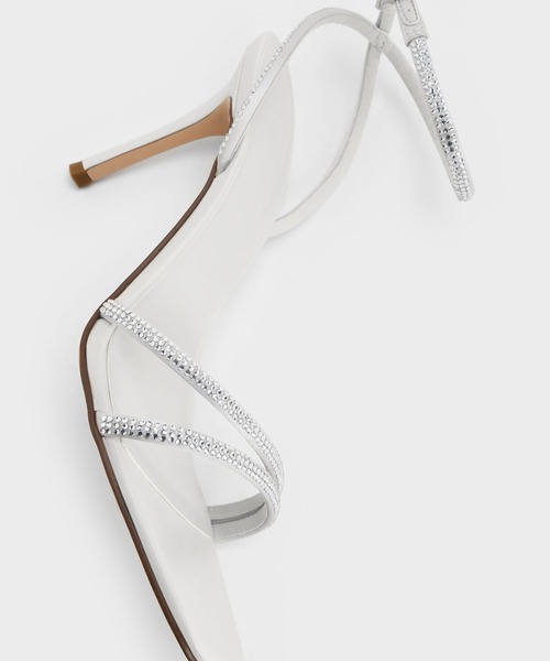 CHARLES ＆ KEITH サンダル サテン クリスタルエンベリッシュ