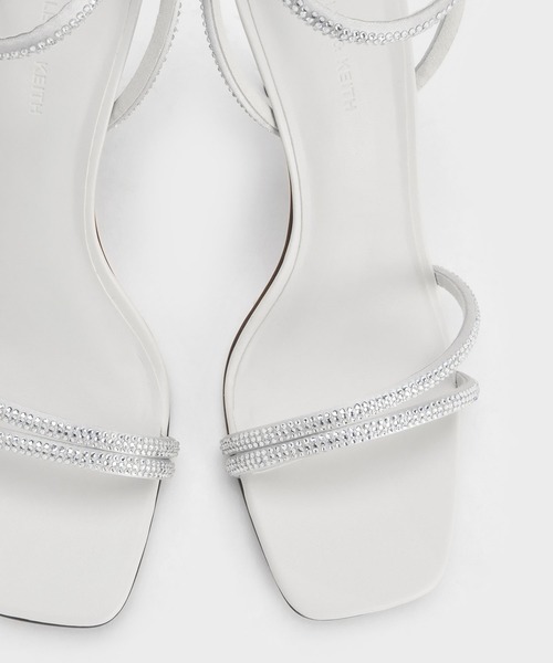 CHARLES ＆ KEITH サンダル サテン クリスタルエンベリッシュ