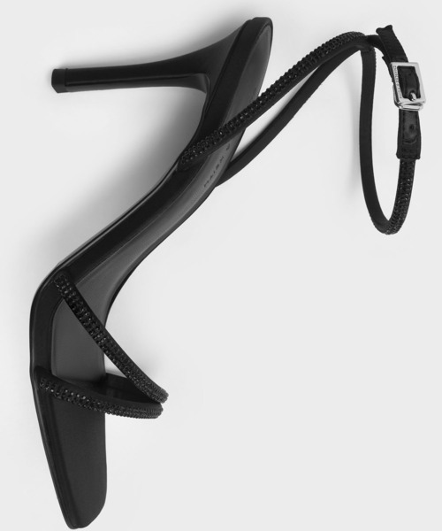 ★CHARLES&KEITH★サテン クリスタルエンベリッシュド サンダル CHARLES ＆ KEITH サンダル サテン クリスタルエンベリッシュ